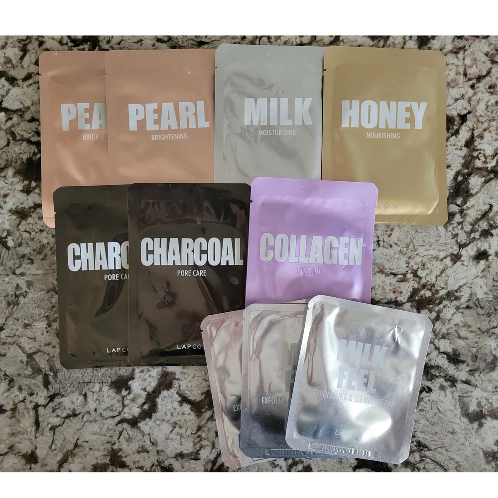 Lapcos Sheet Mask 10 pack Milk Feel Charcoal Pearl Collagen Korean Skin Care